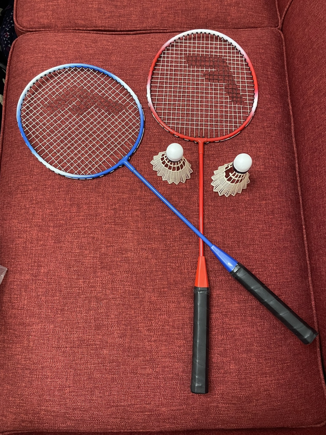 Pair of Badminton Racquets with Shuttlecocks
