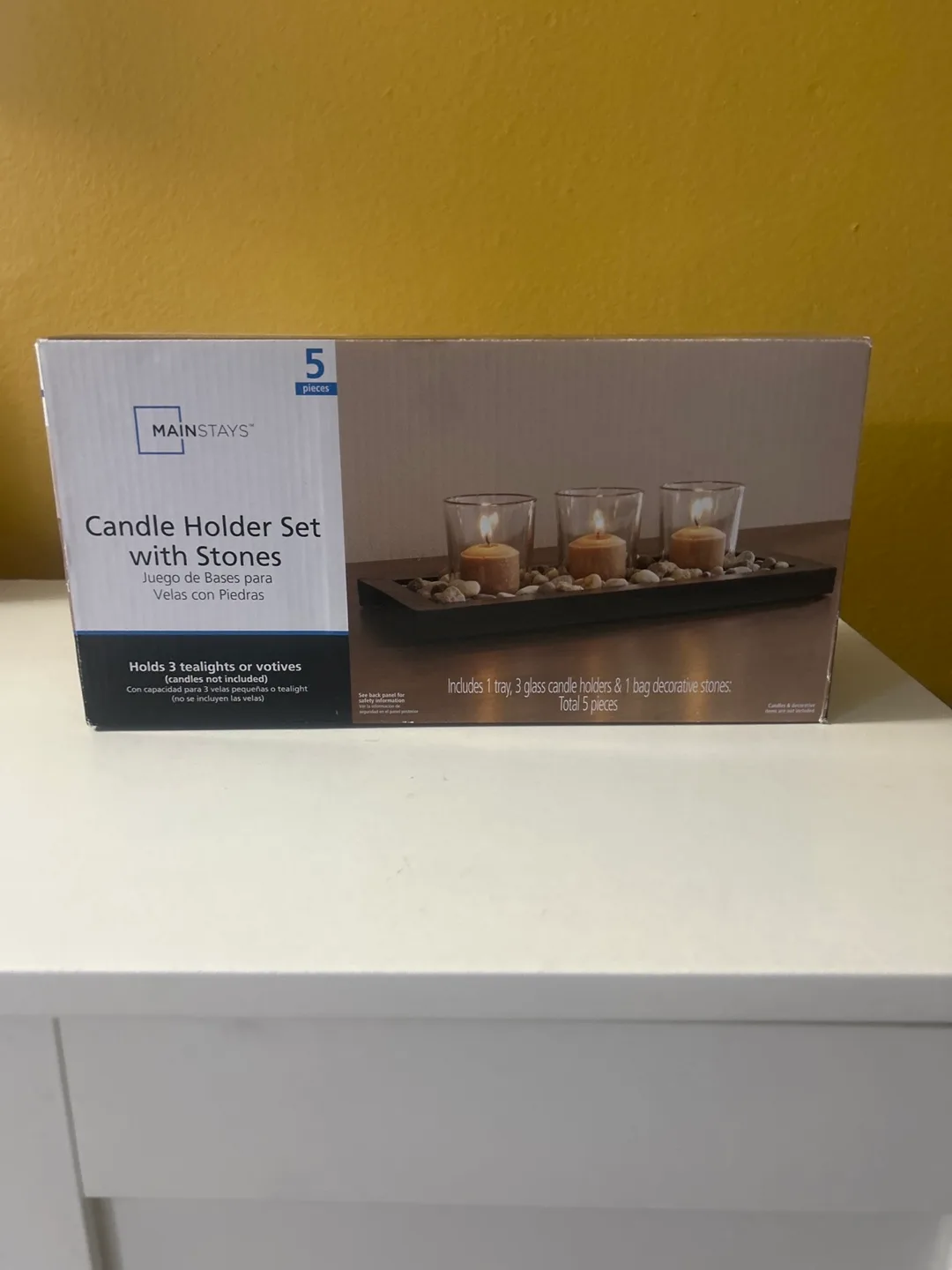 Mainstays Candle Holder Set with Stones # freecycle thumbnail