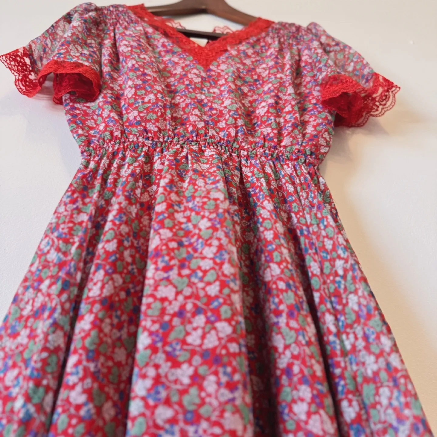 Vintage Red Floral Lace Dress image indicator(6)