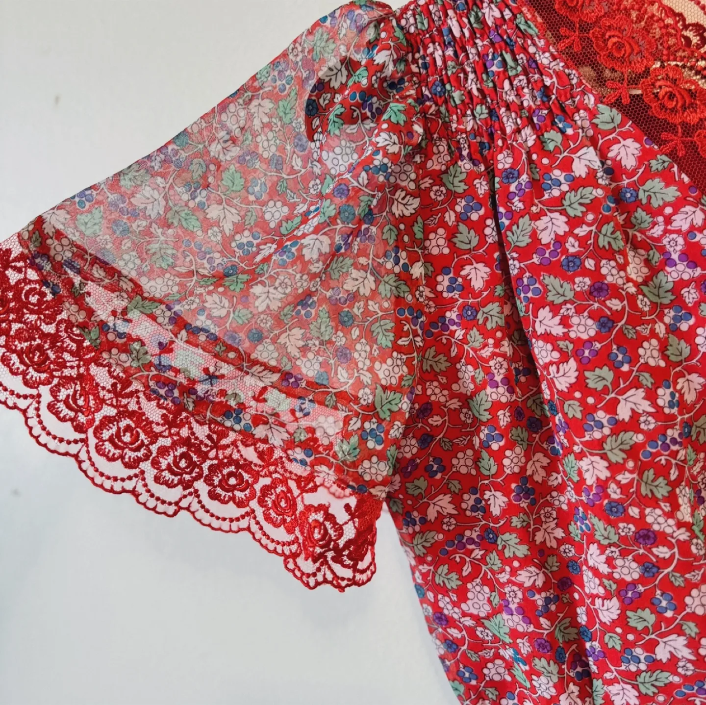 Vintage Red Floral Lace Dress image indicator(7)