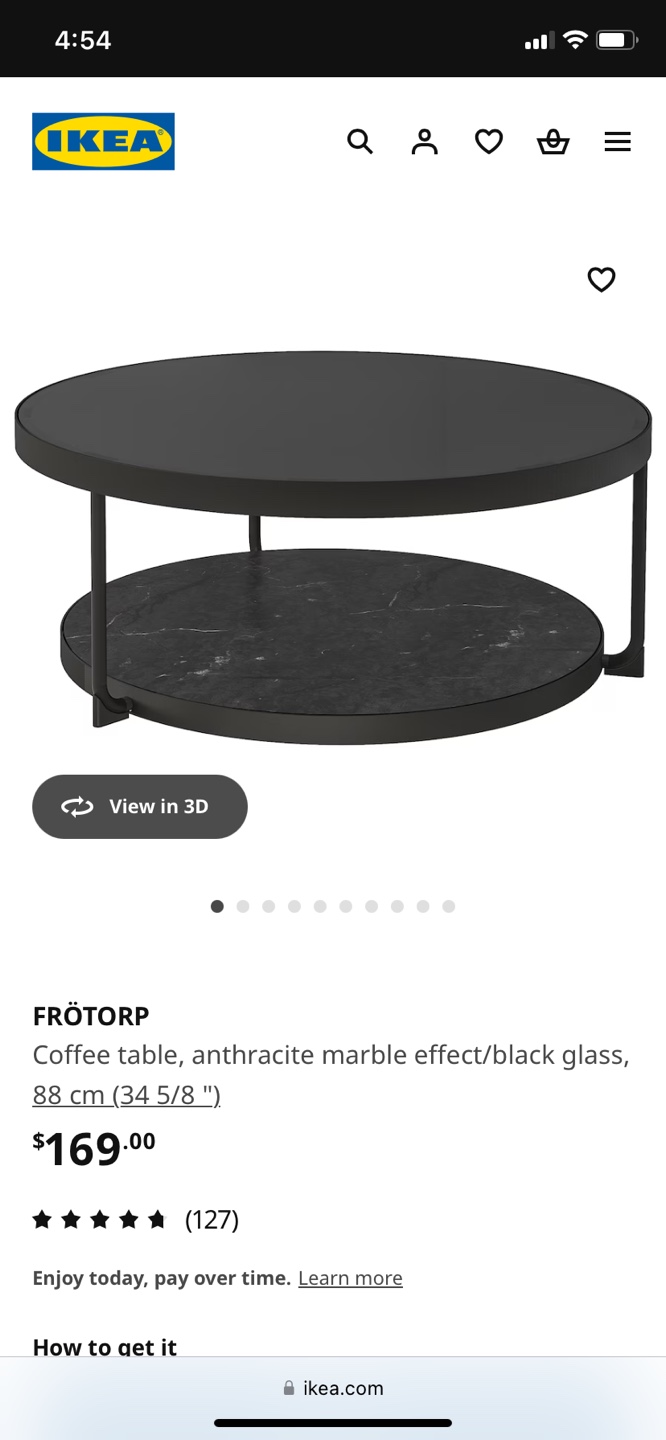 IKEA FRÖTORP Coffee & Side Table Set - Black Glass & Marble - photo 4