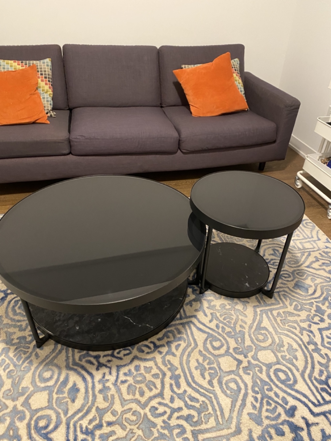 IKEA FRÖTORP Coffee & Side Table Set - Black Glass & Marble