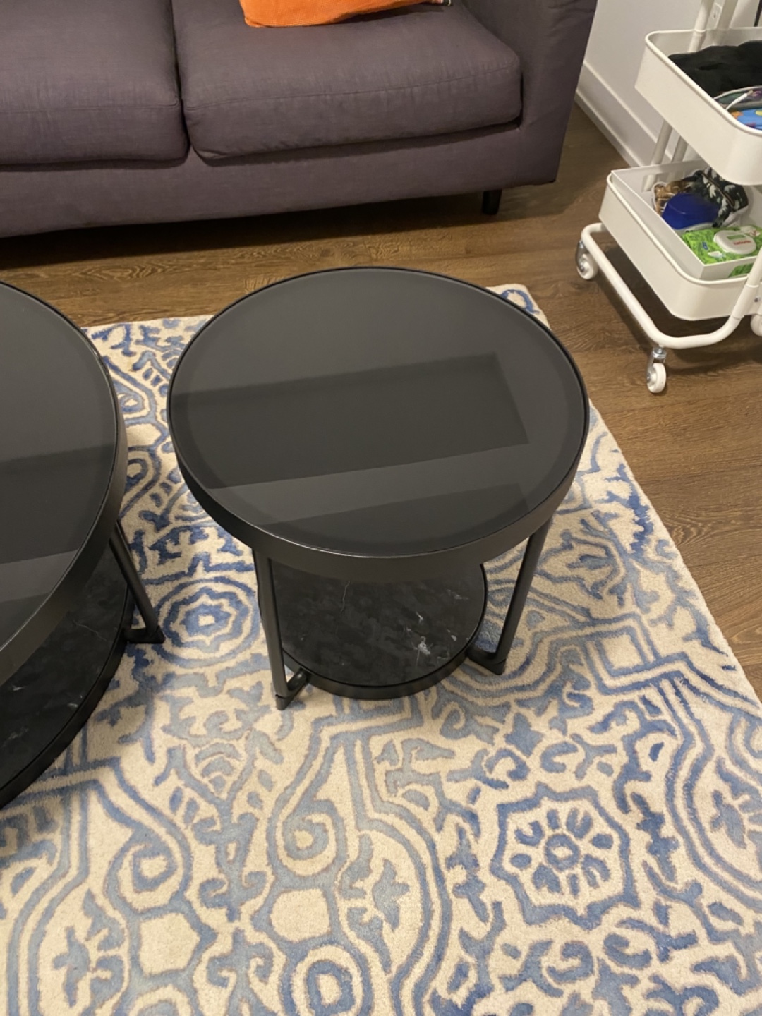 IKEA FRÖTORP Coffee & Side Table Set - Black Glass & Marble - photo 3
