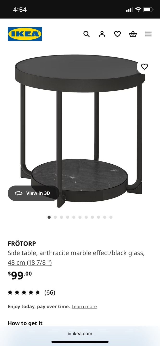 IKEA FRÖTORP Coffee & Side Table Set - Black Glass & Marble - photo 5