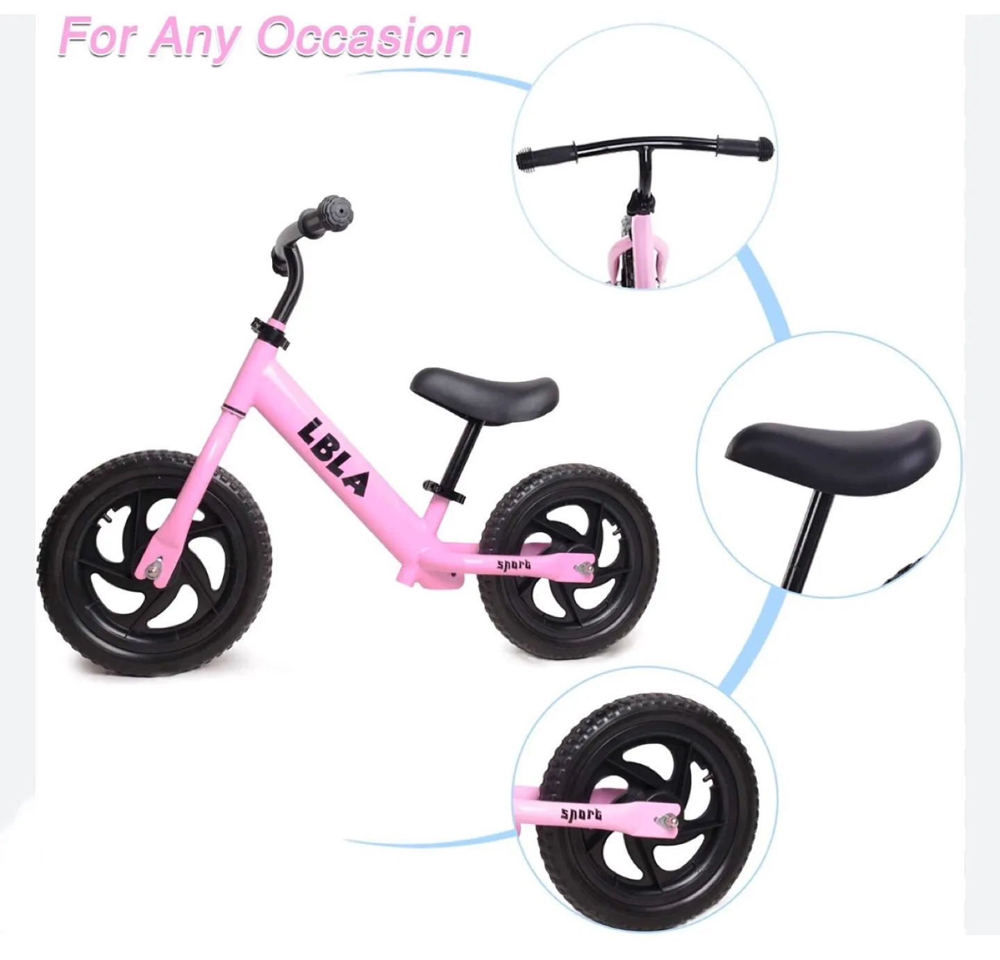 Kids Balance Bike, No Pedal Toddler Bike with Carbon Steel Frame image indicator(3)
