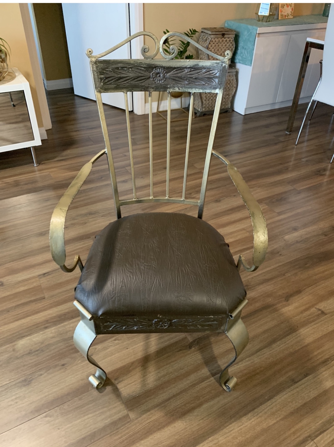 Solid, Wrought Iron Metal Armchair, Sidechair //Heavy