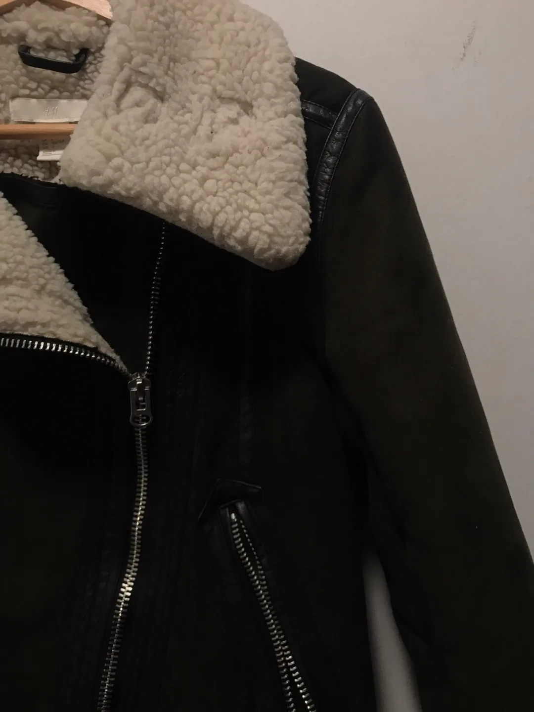 H&M Olive Green Aviator Jacket Size 2 thumbnail