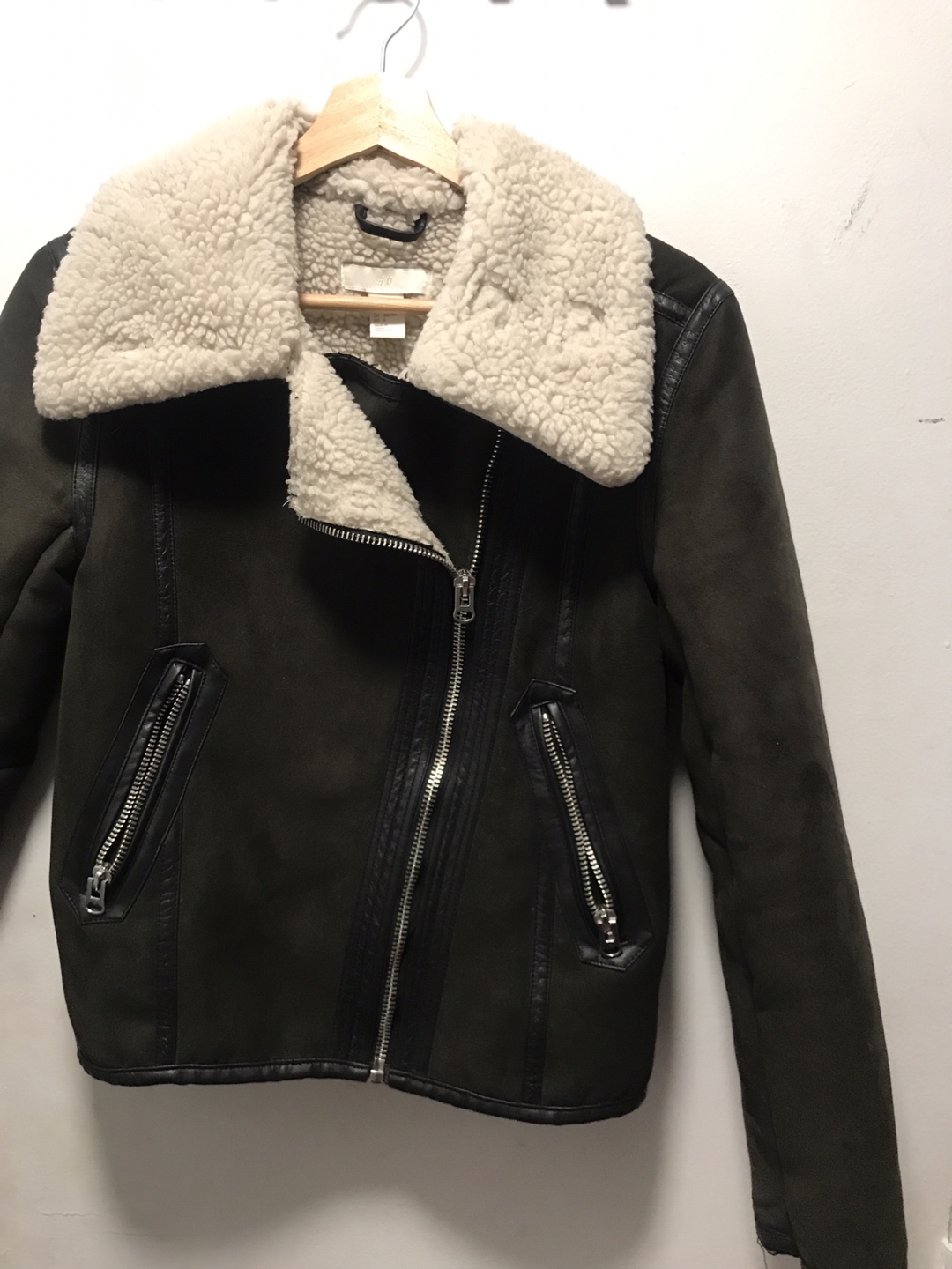 H&M Olive Green Aviator Jacket Size 2 - photo 2