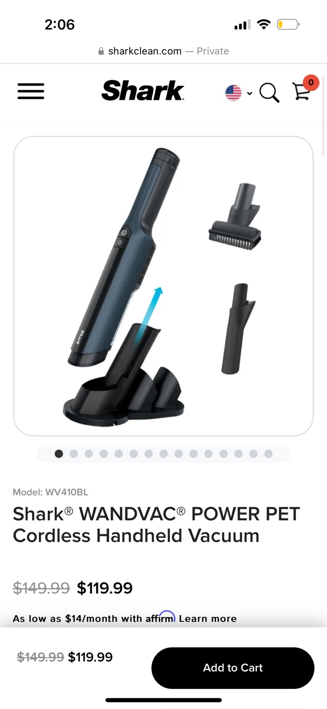 Shark WANDVAC Power Pet Cordless Handheld Vacuum