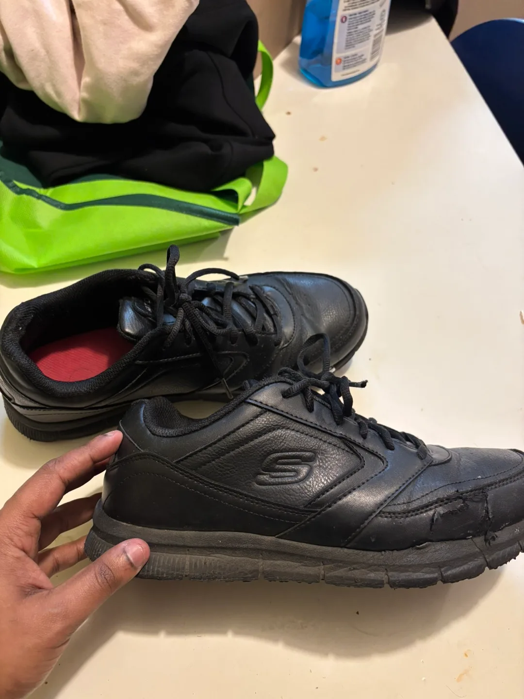 Skechers black leather shoes