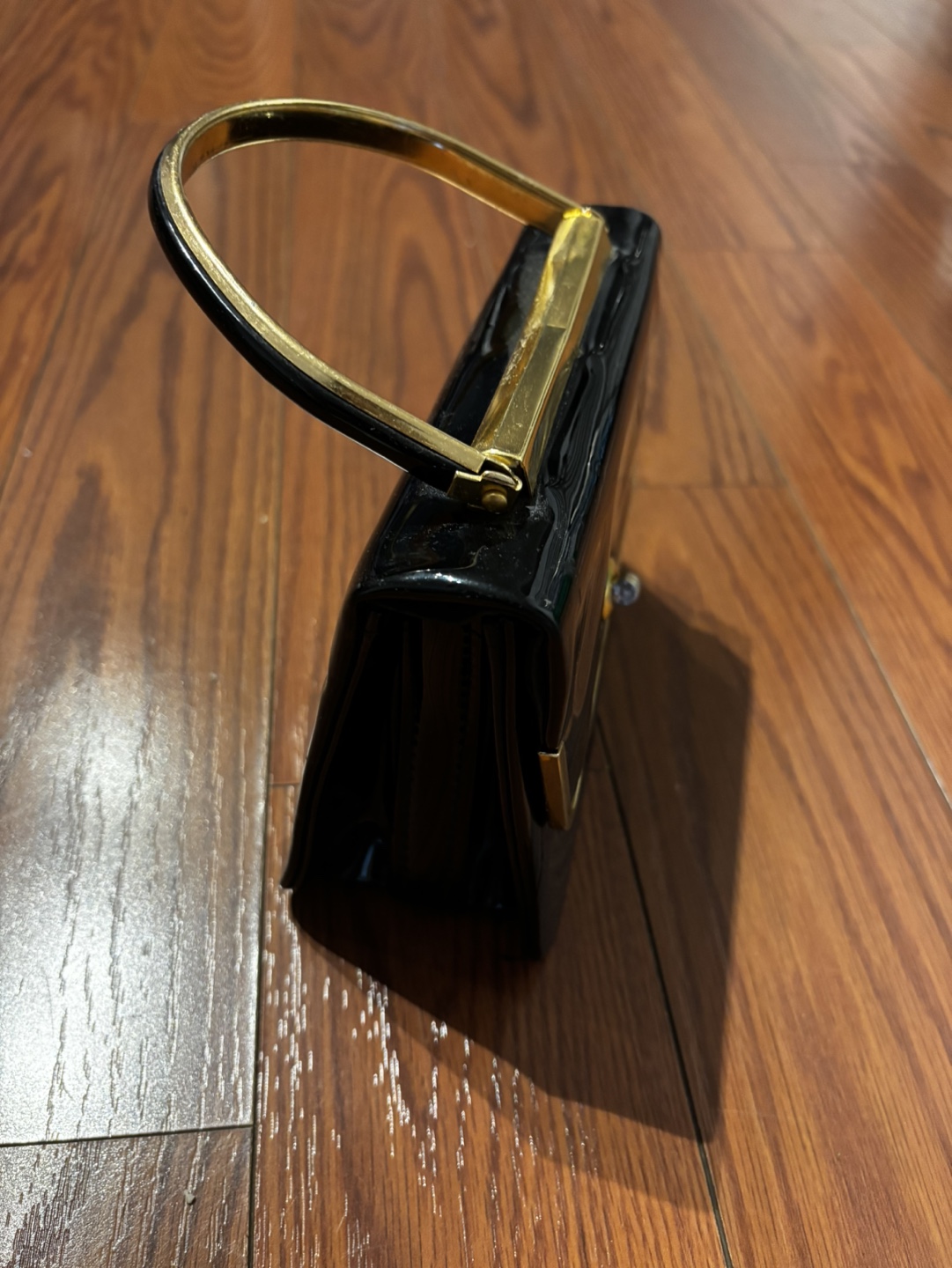 Vintage Black Handbag with Gold edge - photo 2