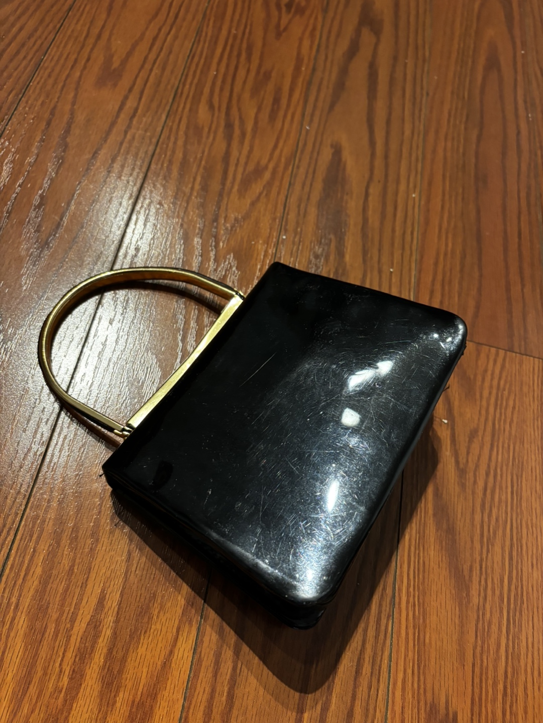 Vintage Black Handbag with Gold edge - photo 4