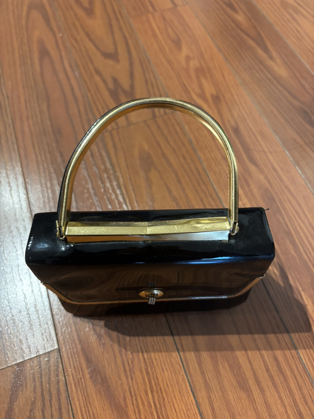 Vintage Black Handbag with Gold edge - photo 5