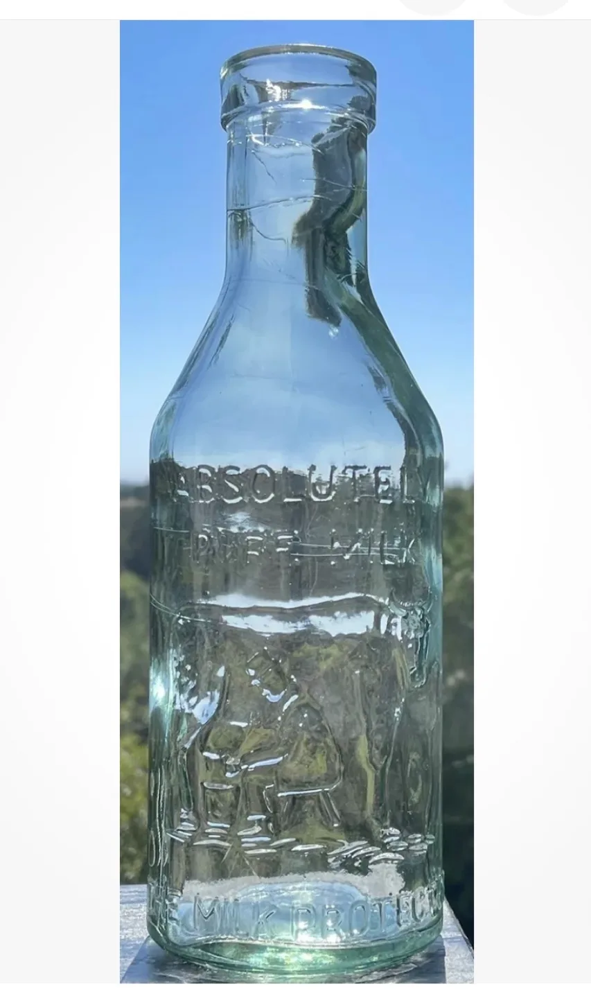 Vintage Absolutely Pure Milk Glass Bottle image indicator(4)