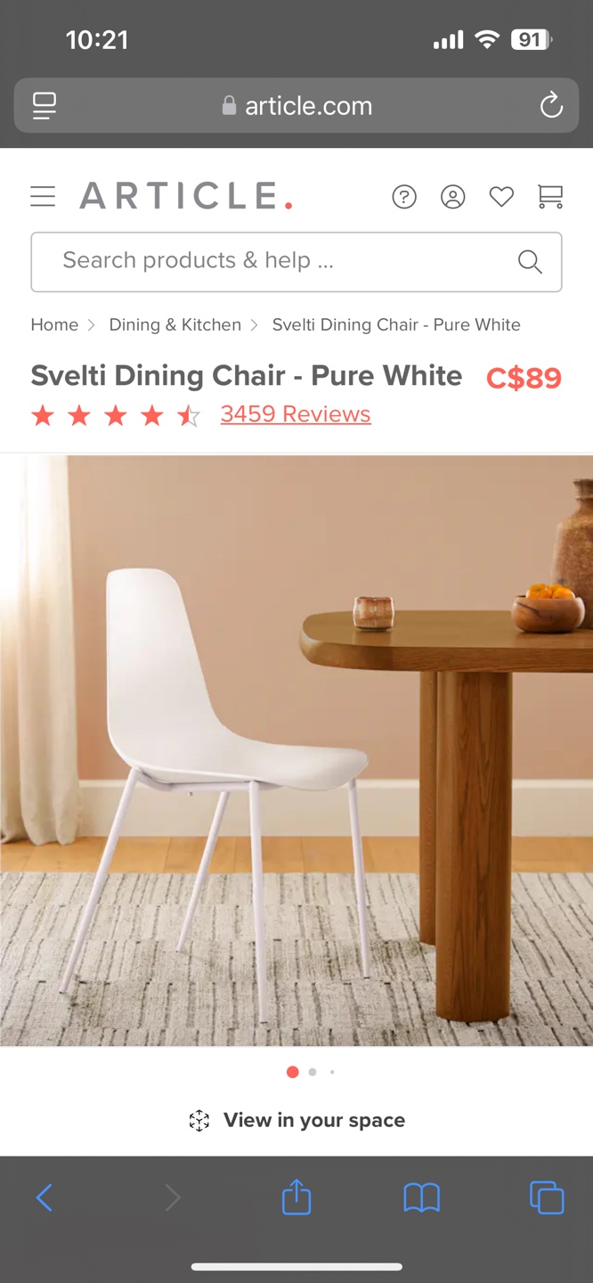 Pair of Article Svelti Dining Chairs - Pure White - photo 3