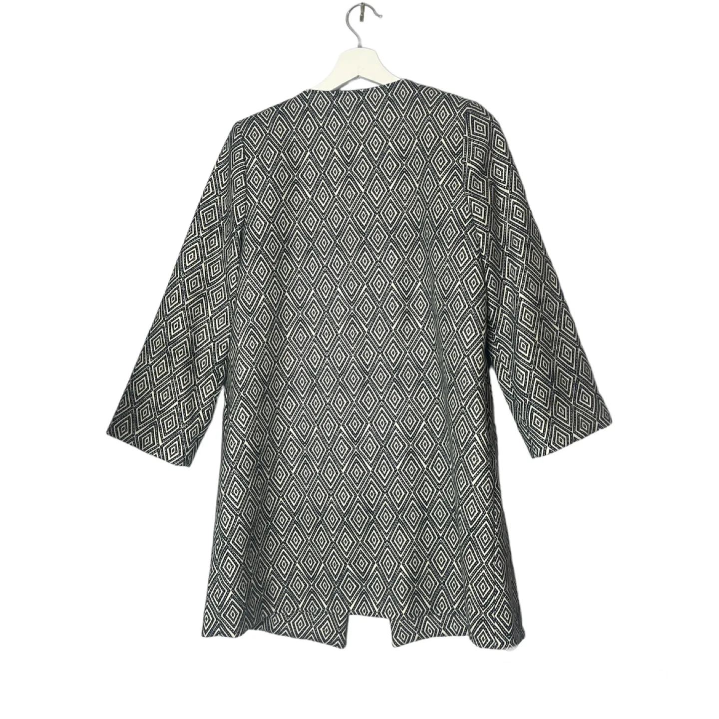 H&M White Black Patterned Coat Size 2 image indicator(3)