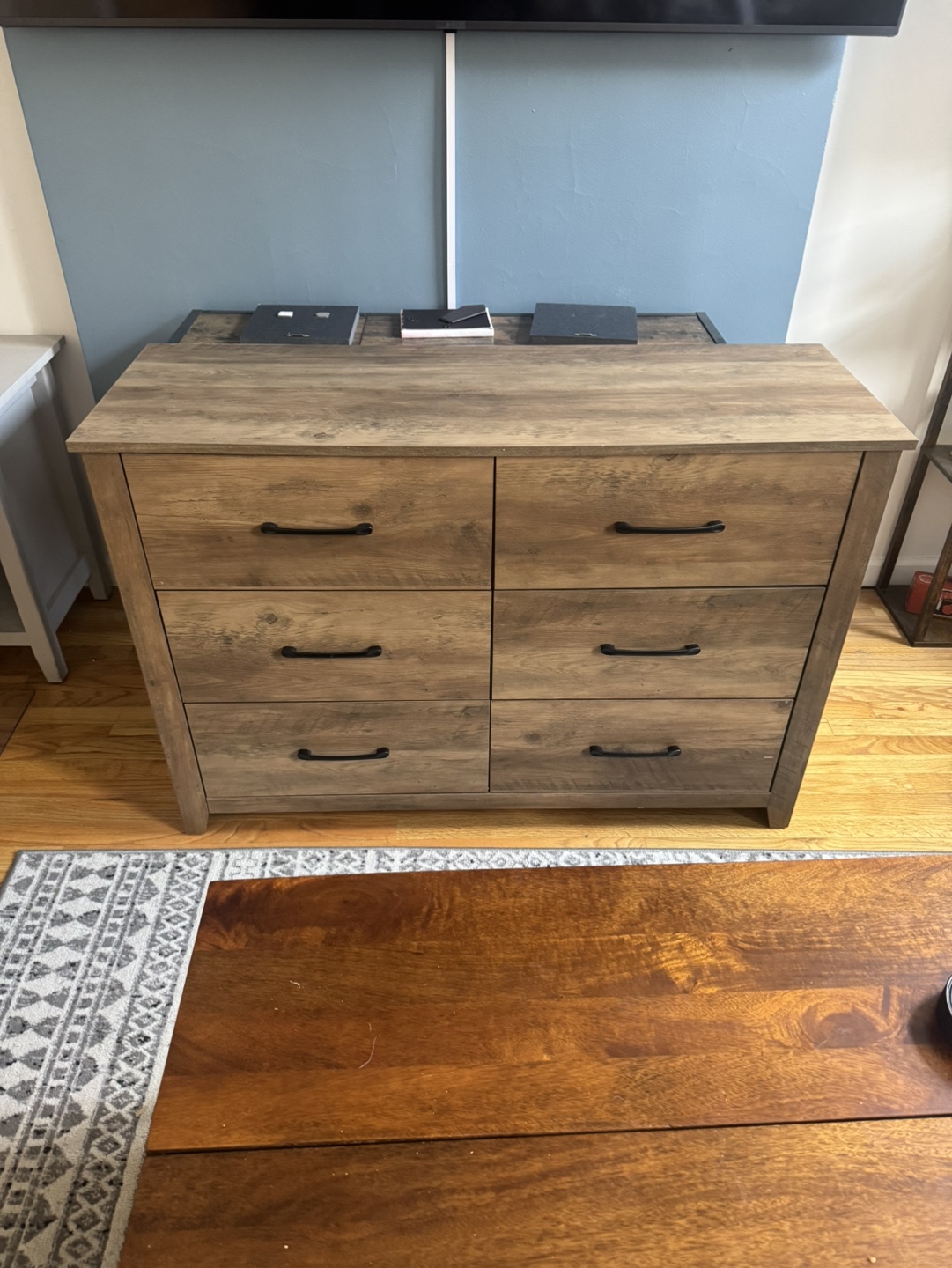 6-Drawer Wood Dresser - Rustic Brown