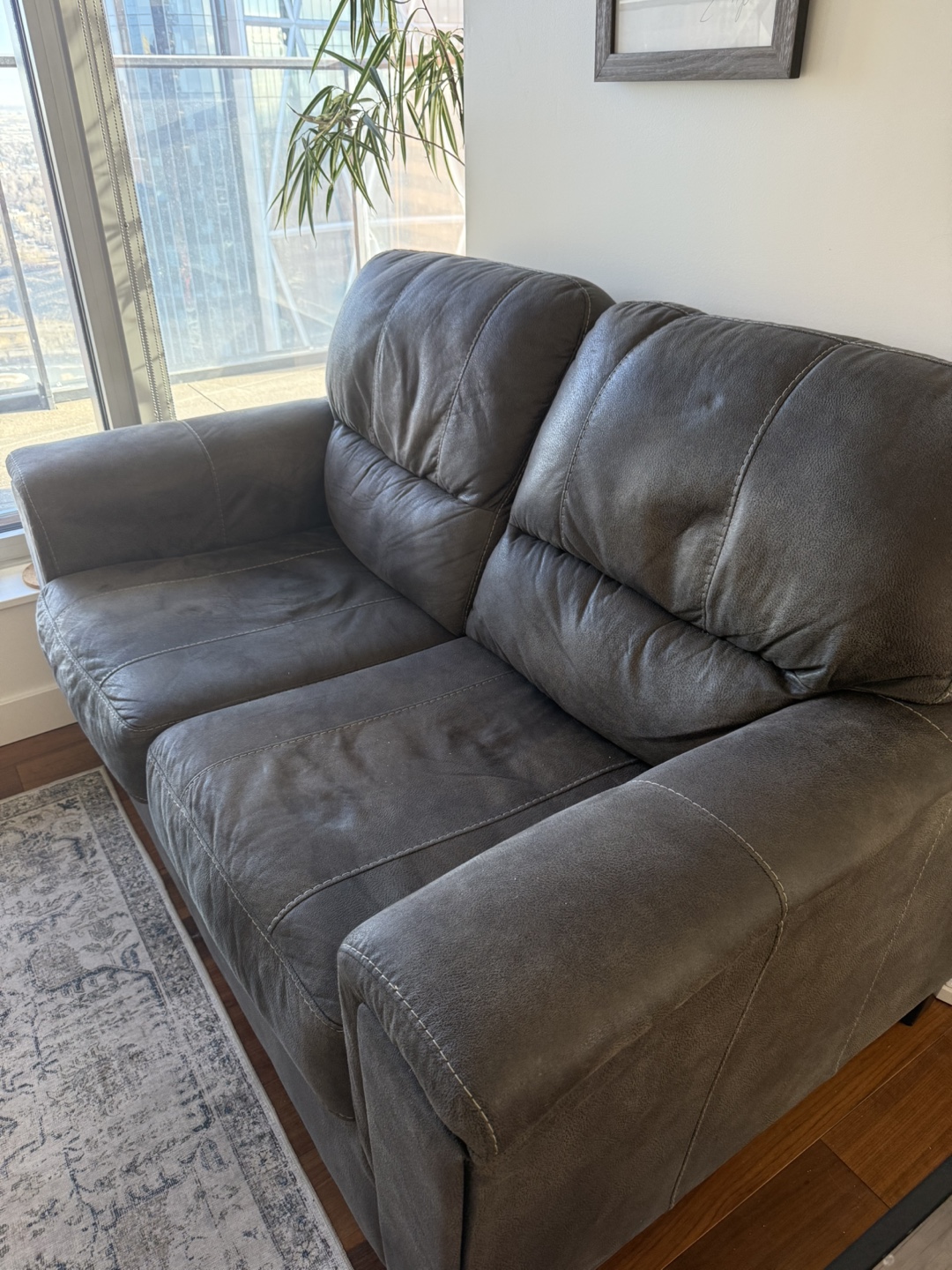 Dark Grey micro fibre Loveseat