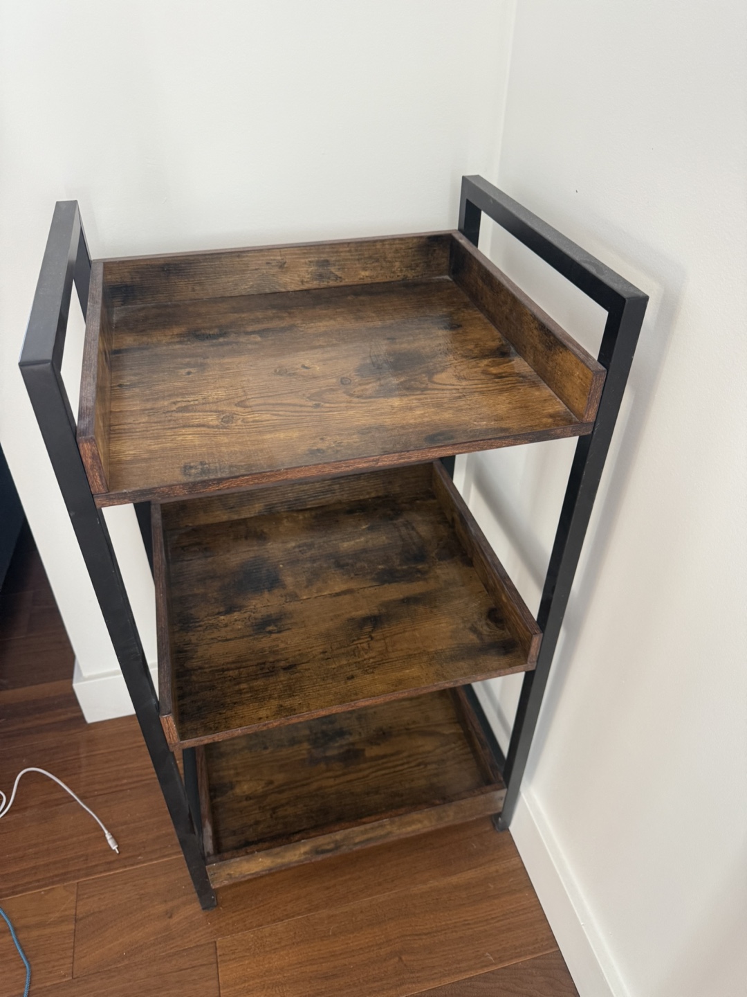 3-Tier Wooden Shelf with Black Metal Frame