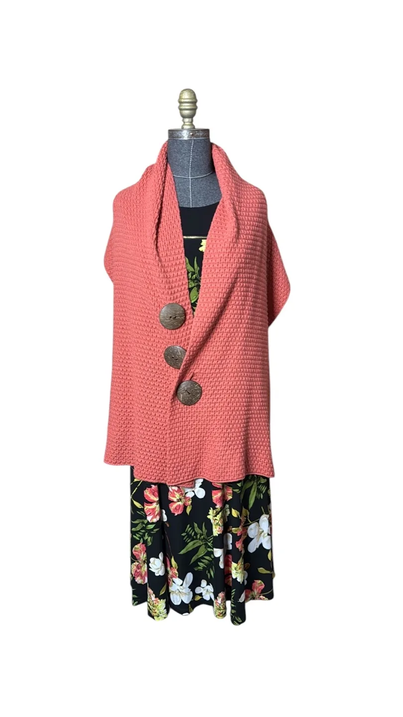 Coral Knitted Wrap with Coconut Buttons image indicator(2)