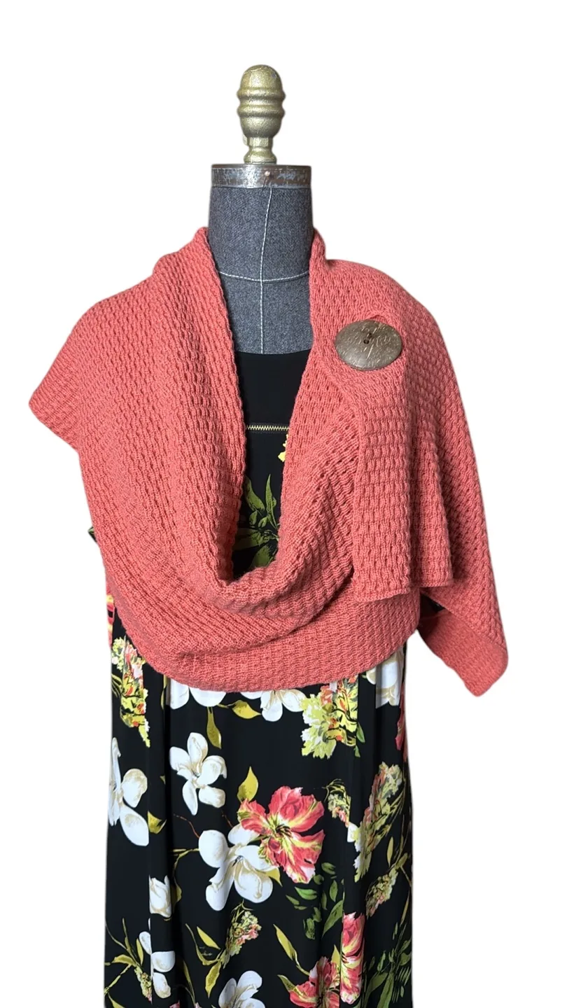 Coral Knitted Wrap with Coconut Buttons image indicator(3)