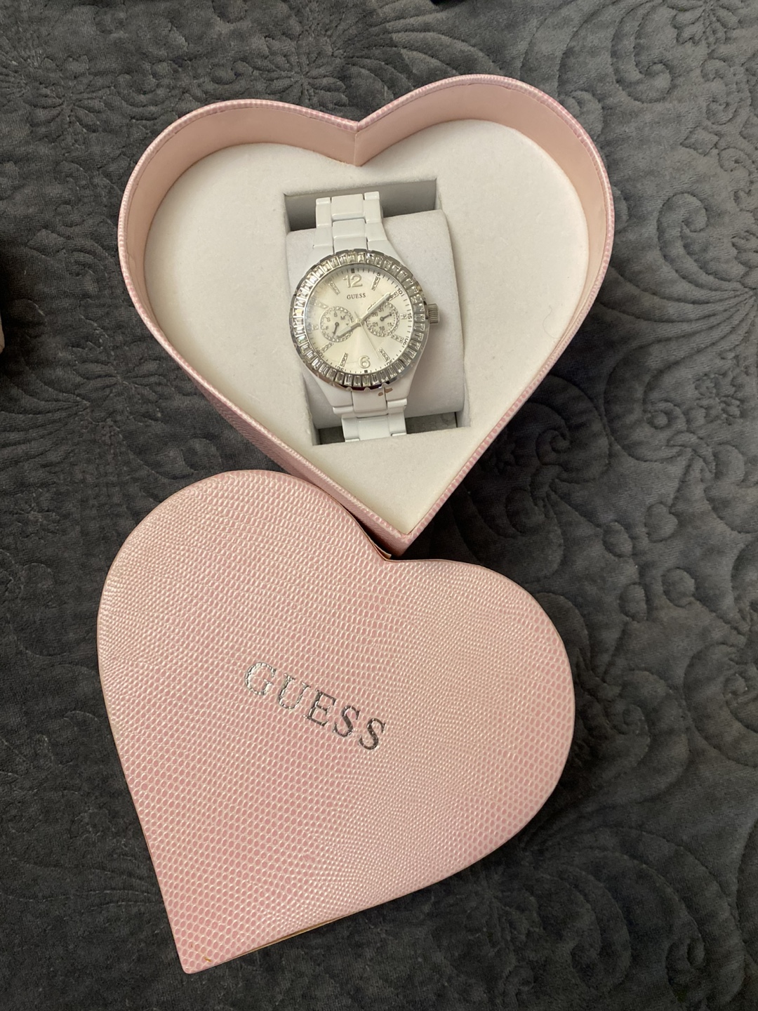 Guess Women's White Ceramic Watch with Crystal Accents