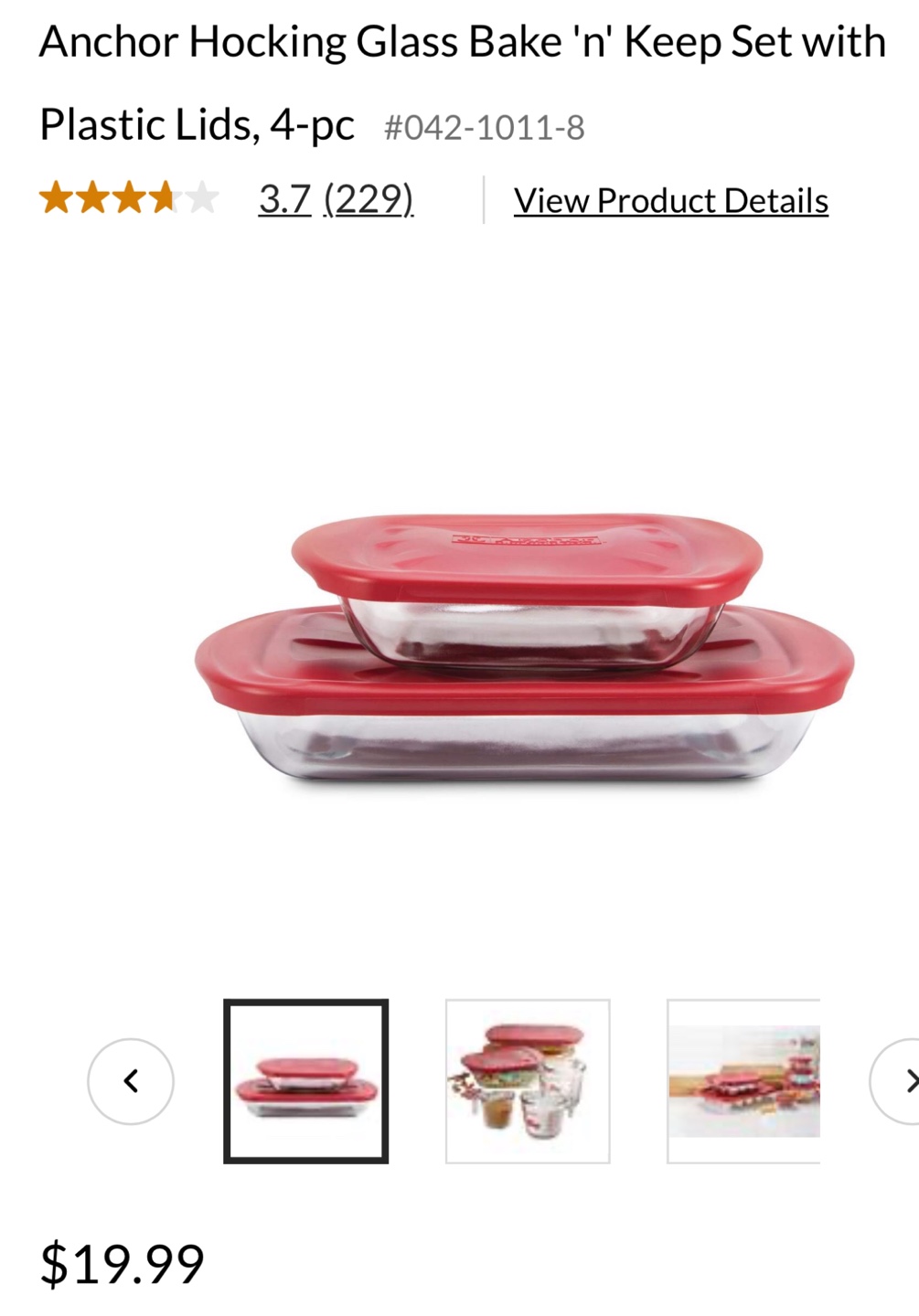 Anchor Hocking Glass Bake and Keep Set
