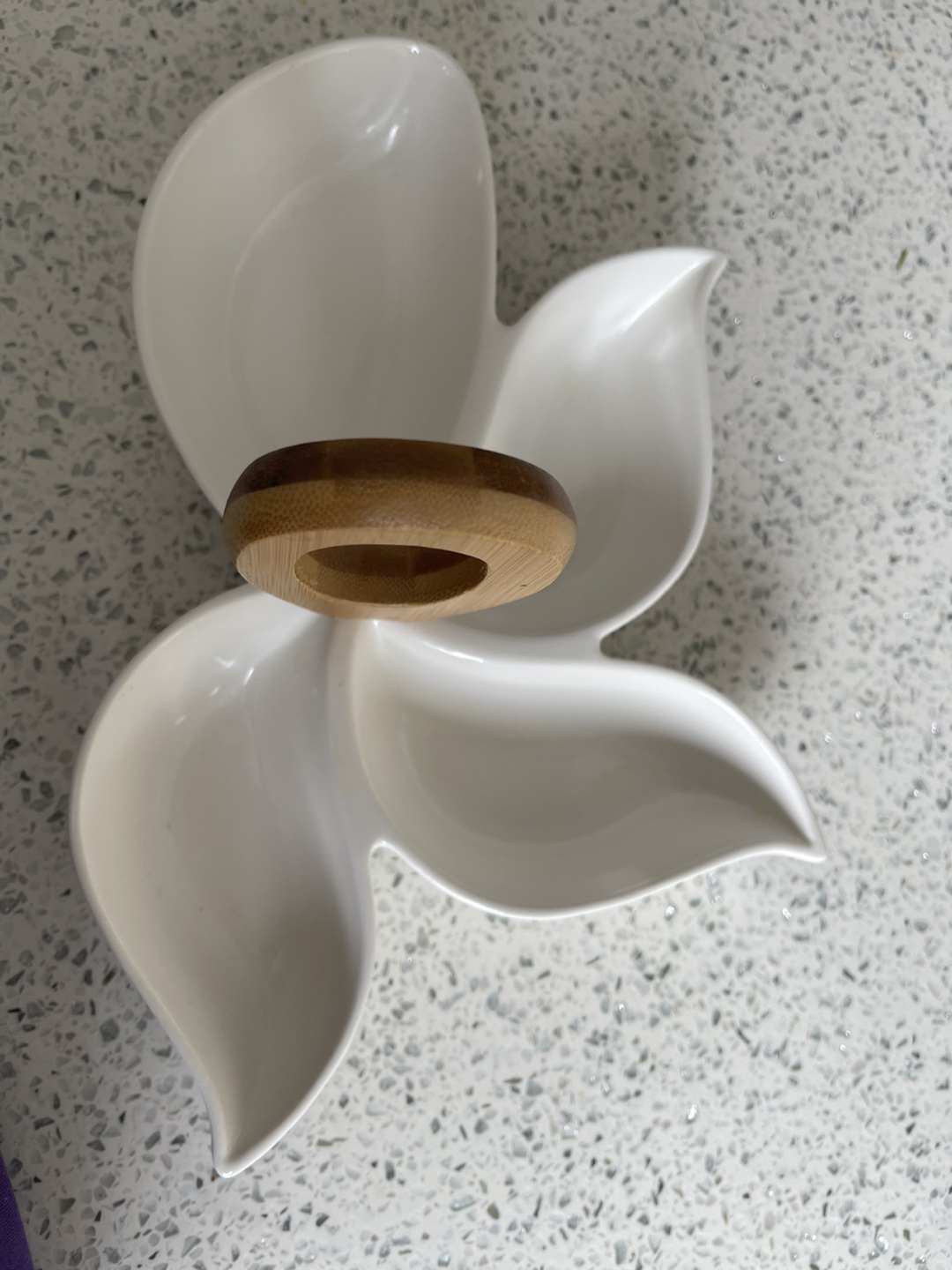 Unique Ceramic Serving Dish with Bamboo Handle