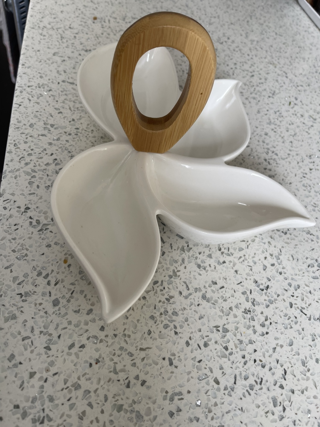 Unique Ceramic Serving Dish with Bamboo Handle - photo 2