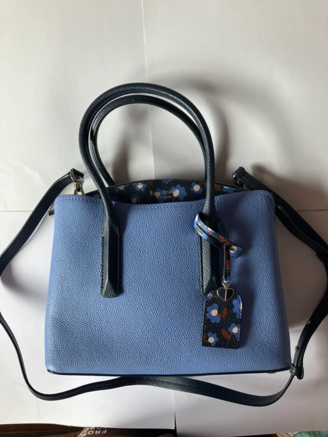 Kate Spade satchel blue and floral image indicator(2)