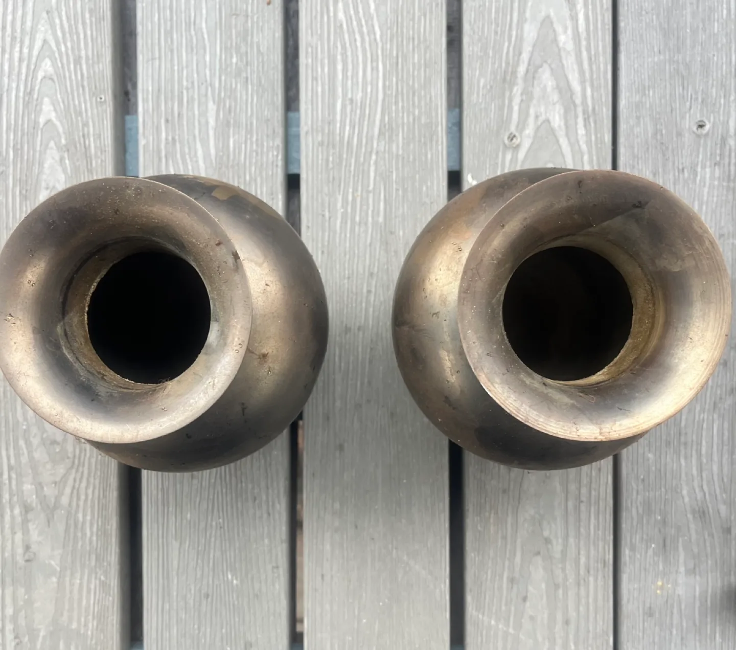 Pair of Vintage Brass Vases with Floral Detail image indicator(3)