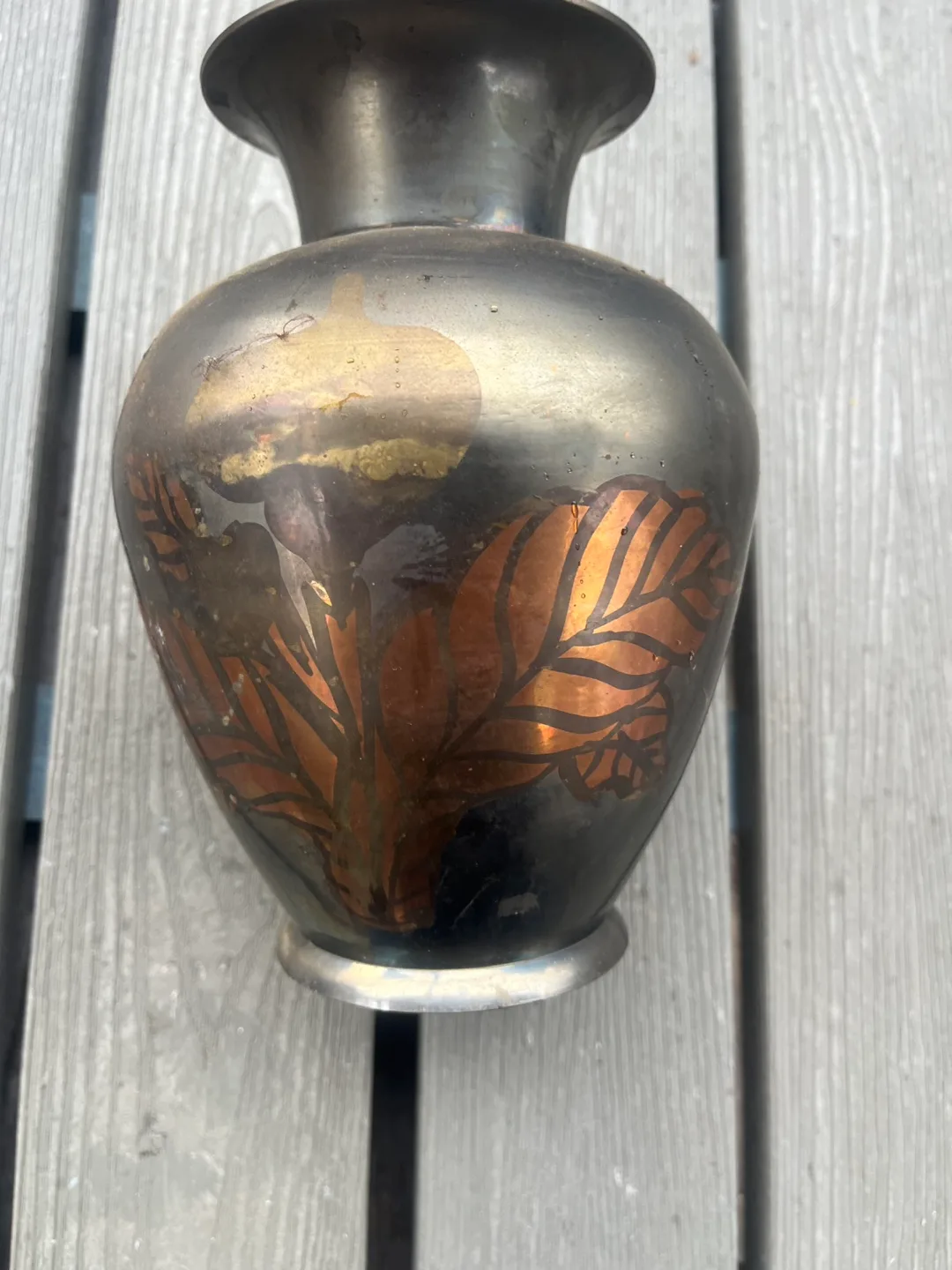 Pair of Vintage Brass Vases with Floral Detail image indicator(2)