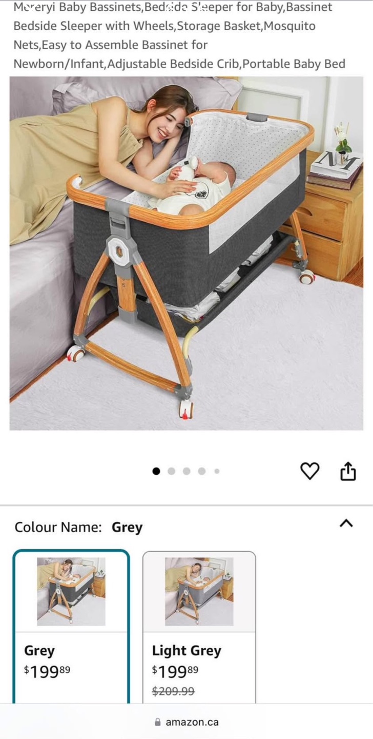 Mereryi Baby Bassinet with Wheels, Storage Basket & Mosquito Net - photo 4