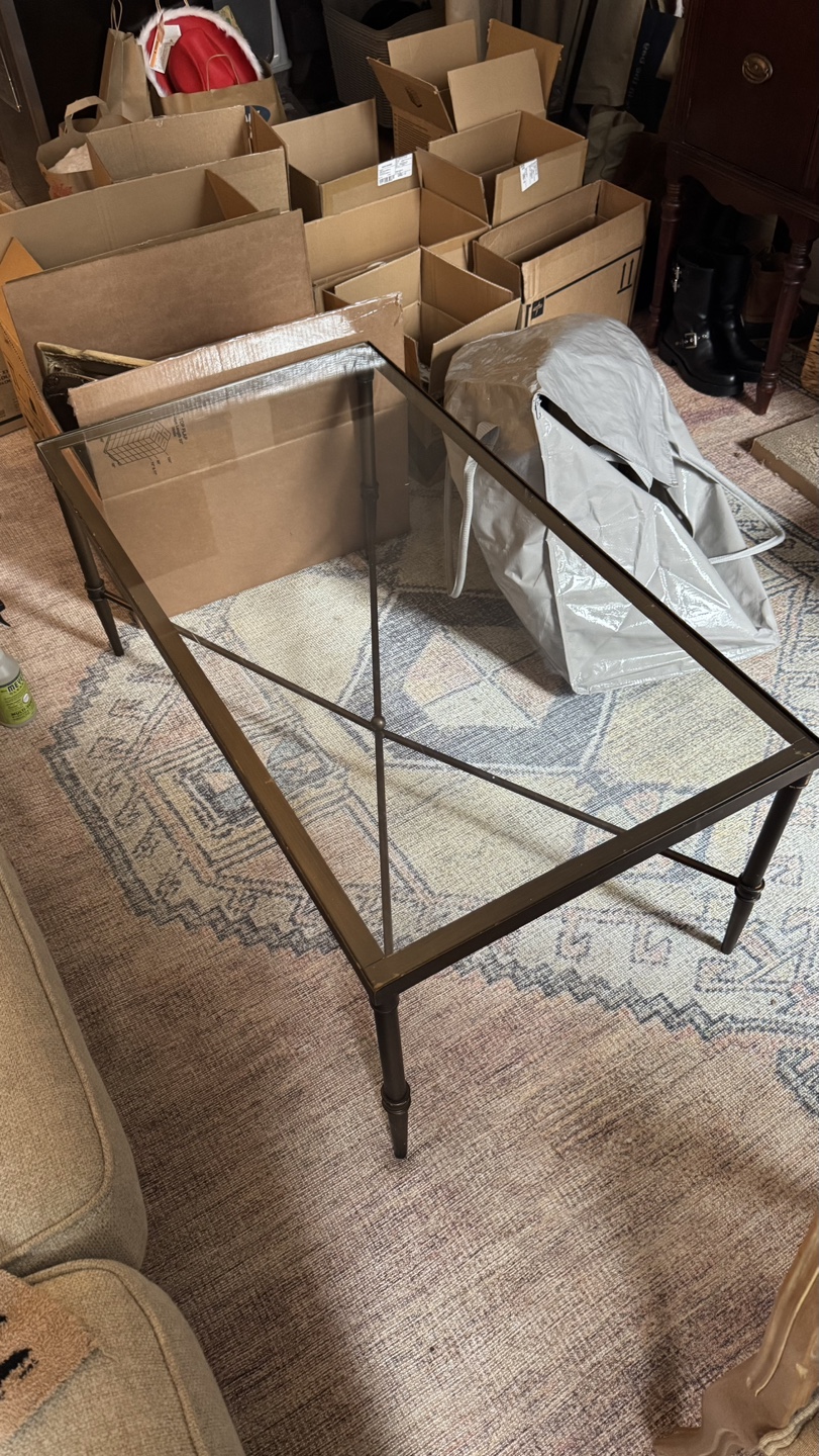 Glass Top Coffee Table with Metal Frame