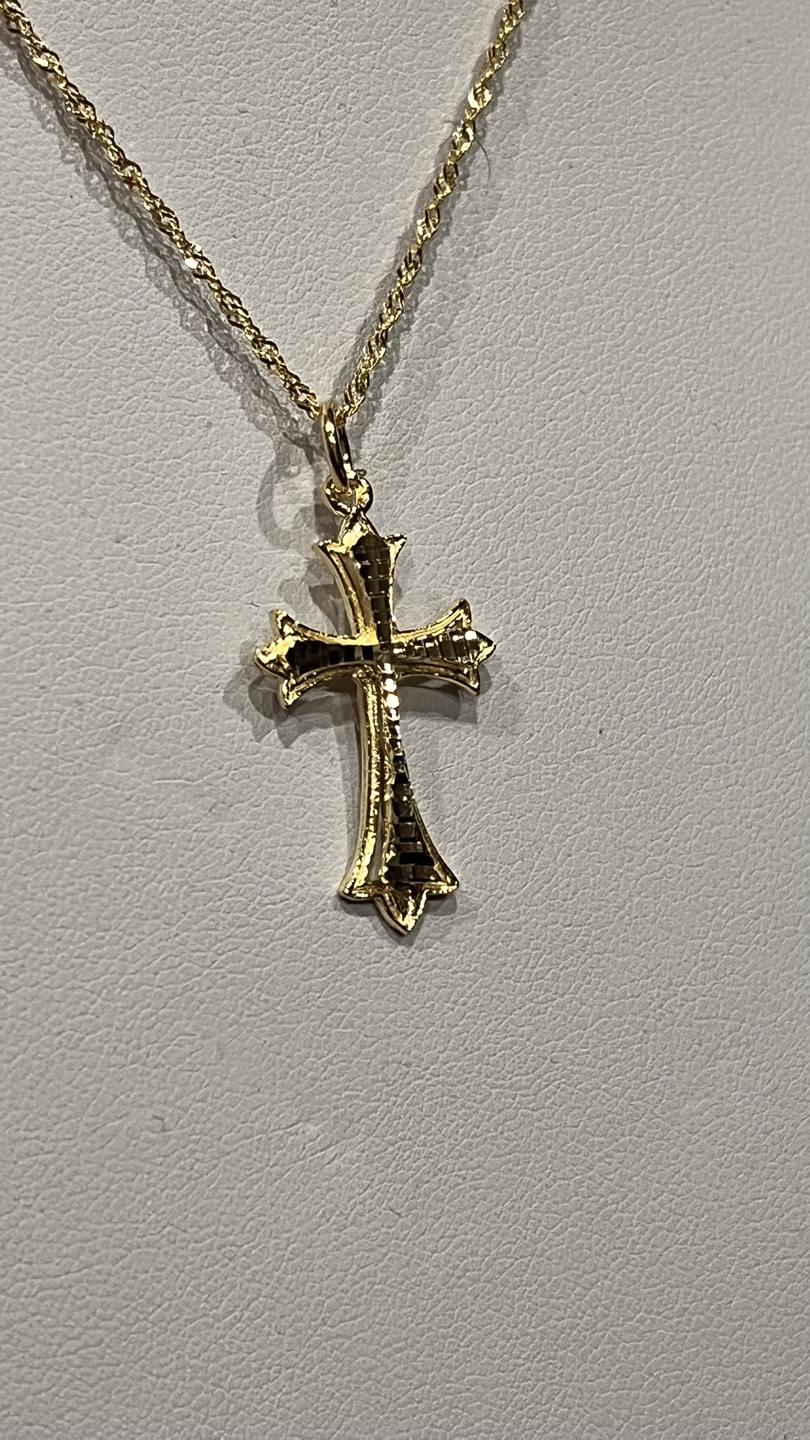 Gold Cross Necklace 10 k gold no plated no filled