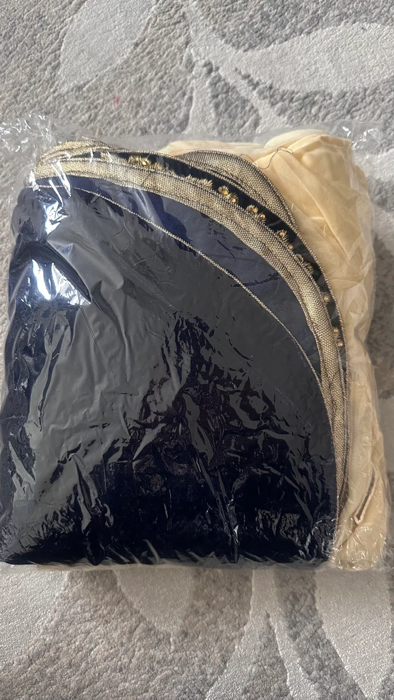 Beautiful Blue Velvet Salwar Kameez with Gold Embroidery image indicator(3)