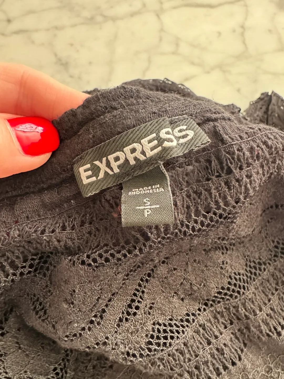 EXPRESS Black Lace Long Sleeve Top | Size S image indicator(8)
