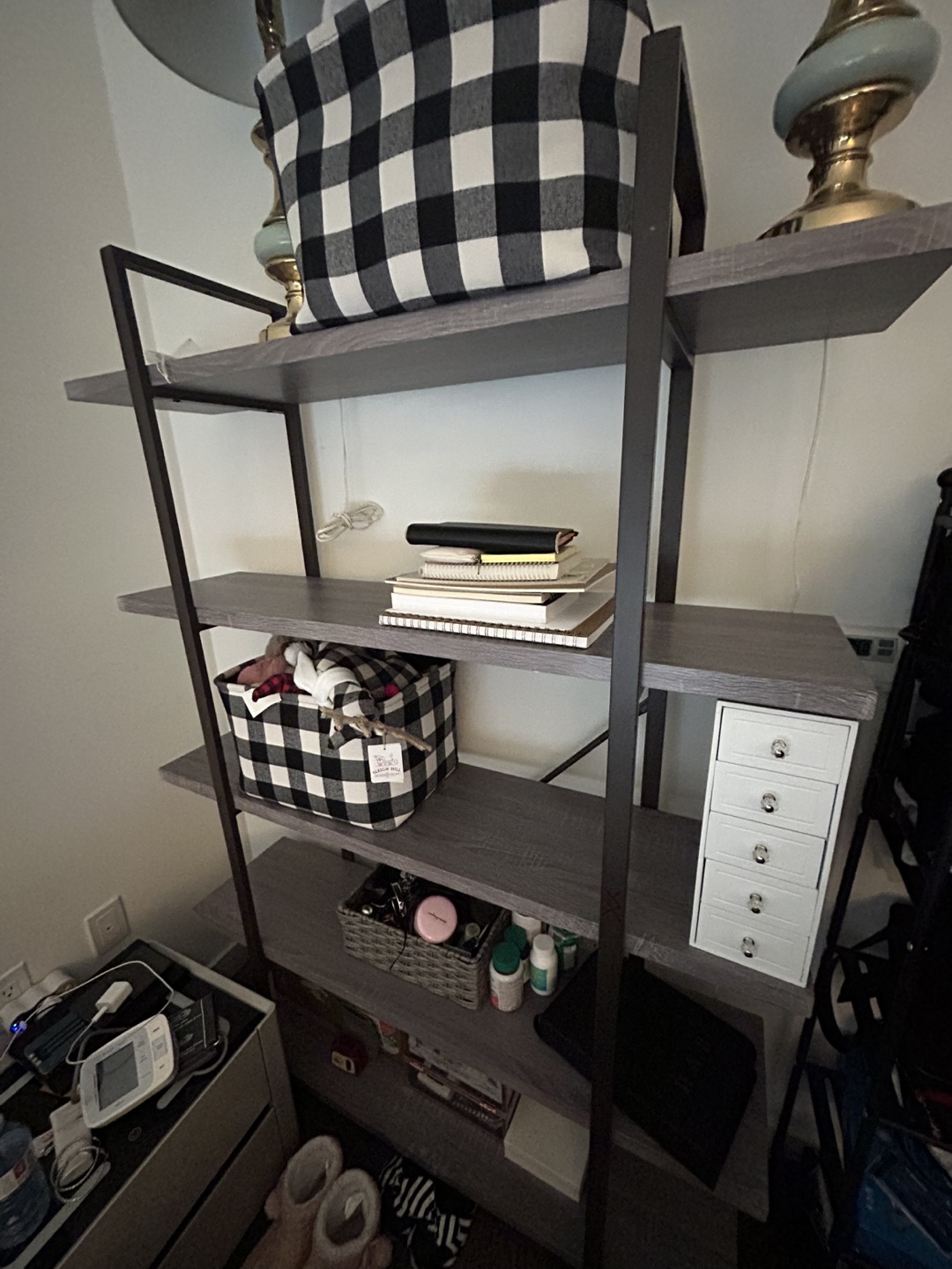 5-Tier Industrial Bookcase - Grey Wood and Black Metal - photo 2