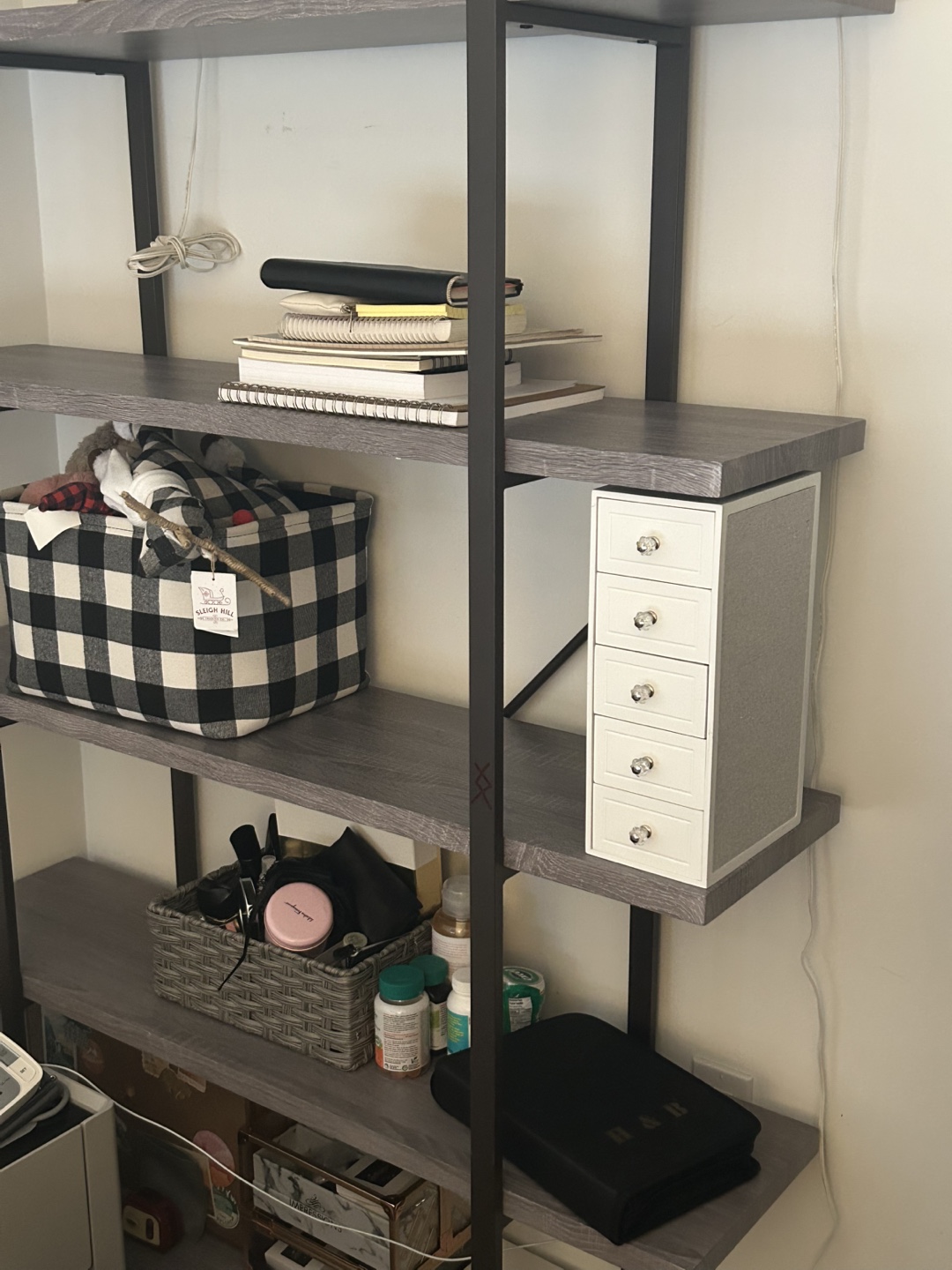 5-Tier Industrial Bookcase - Grey Wood and Black Metal - photo 3