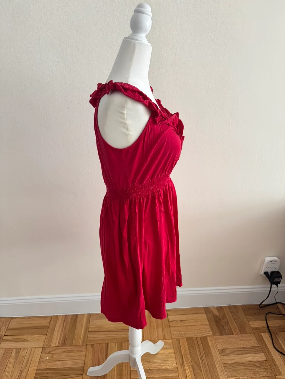 Express Red Ruffled Mini Dress | Size XS image indicator(5)