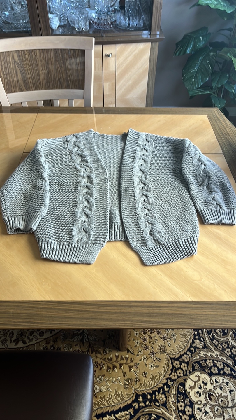 Women's Gray Cable Knit Cardigan Sweater Bolero
