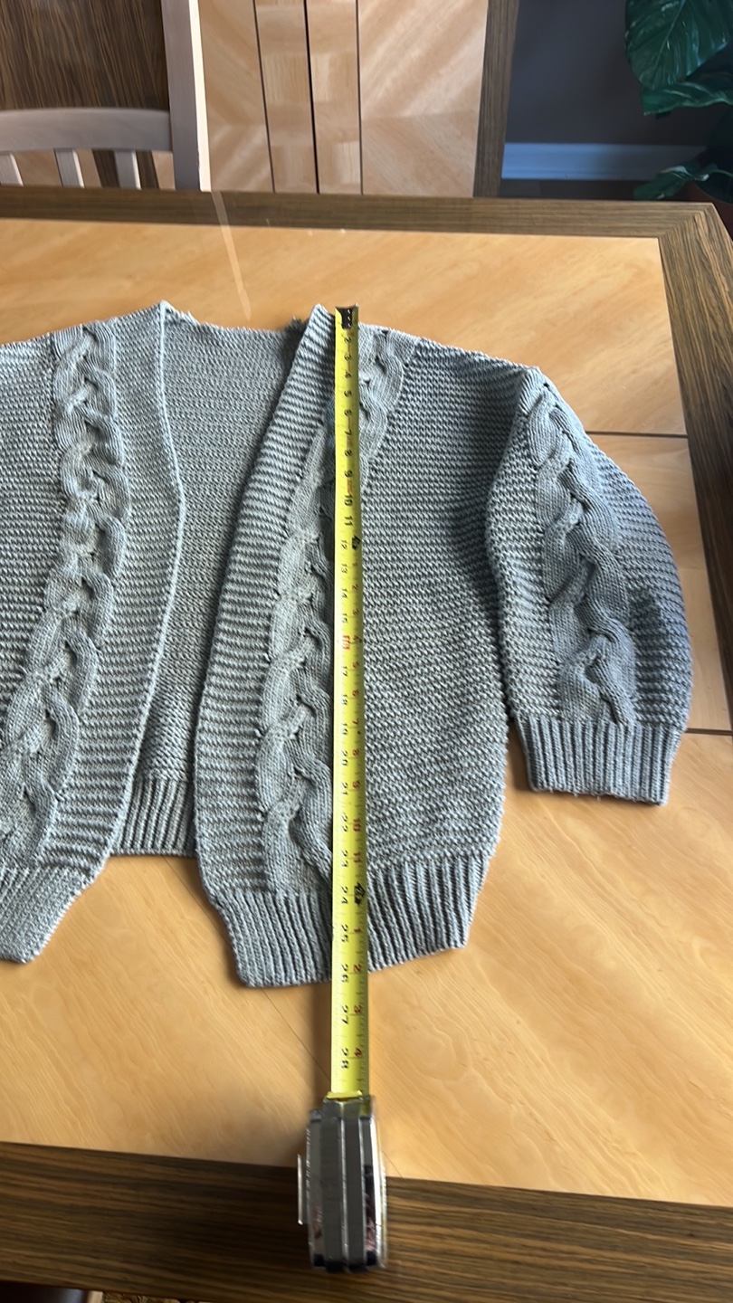 Women's Gray Cable Knit Cardigan Sweater Bolero - photo 2