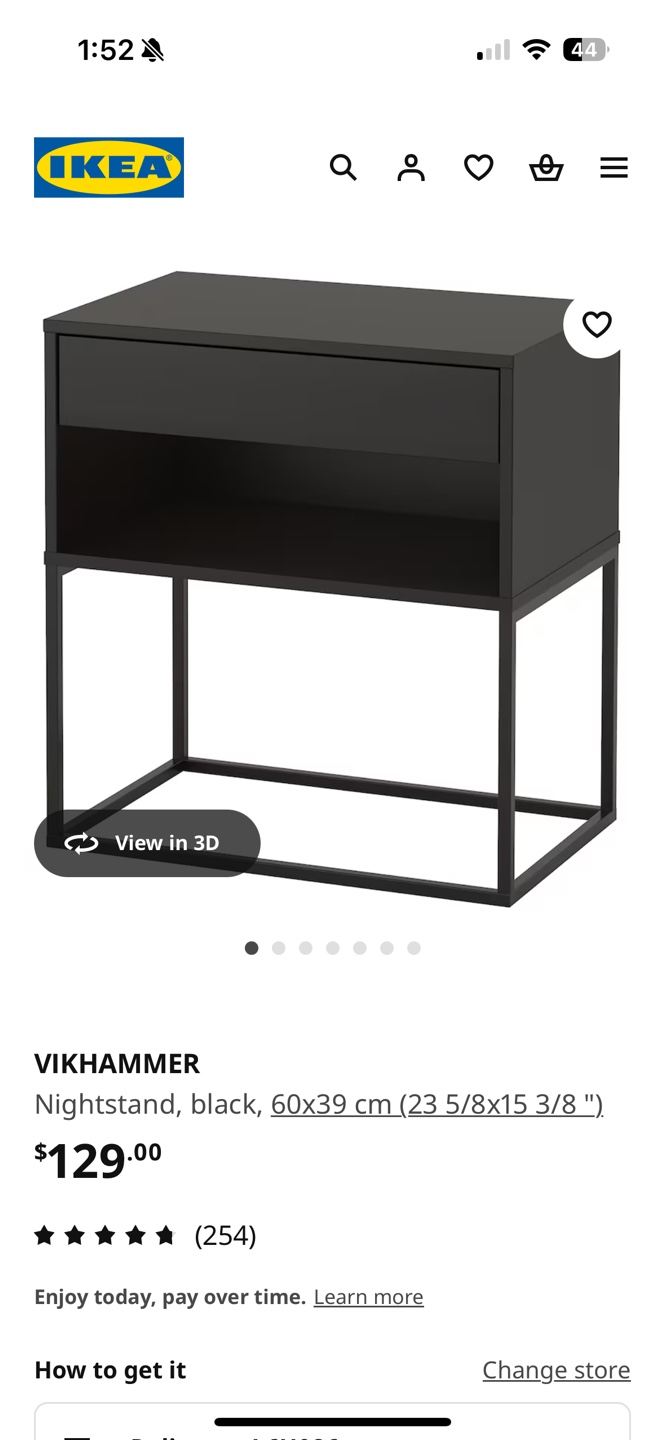 Black nightstand with gold handles and soft close drawer - photo 3