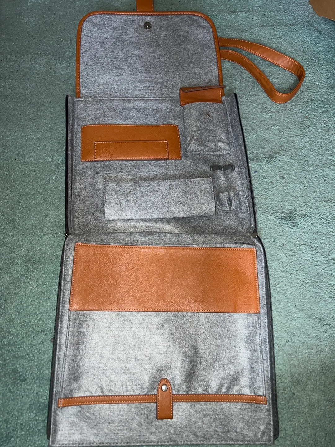 #FreeCycle Gray Felt Crossbody Bag with Brown Leather Accents image indicator(3)