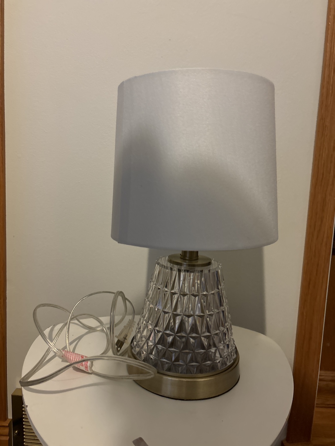 Crystal Table Lamp with White Shade and Side Table - photo 4