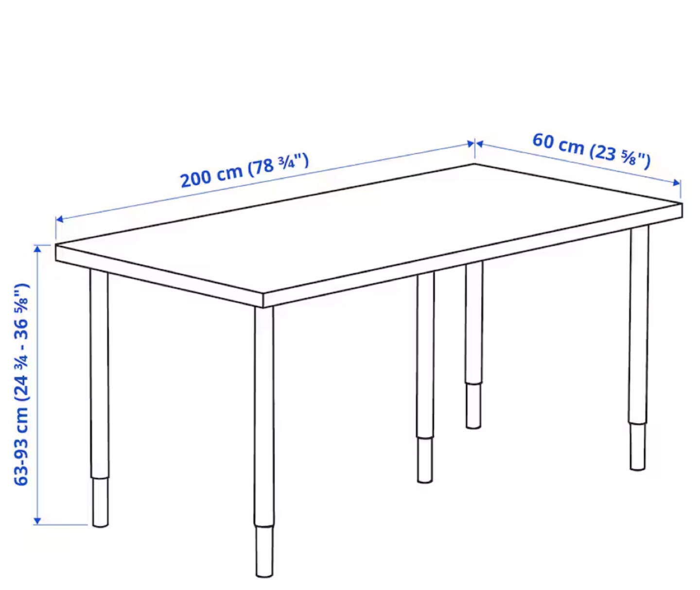 IKEA LINNMON Table - White - 200x60 cm