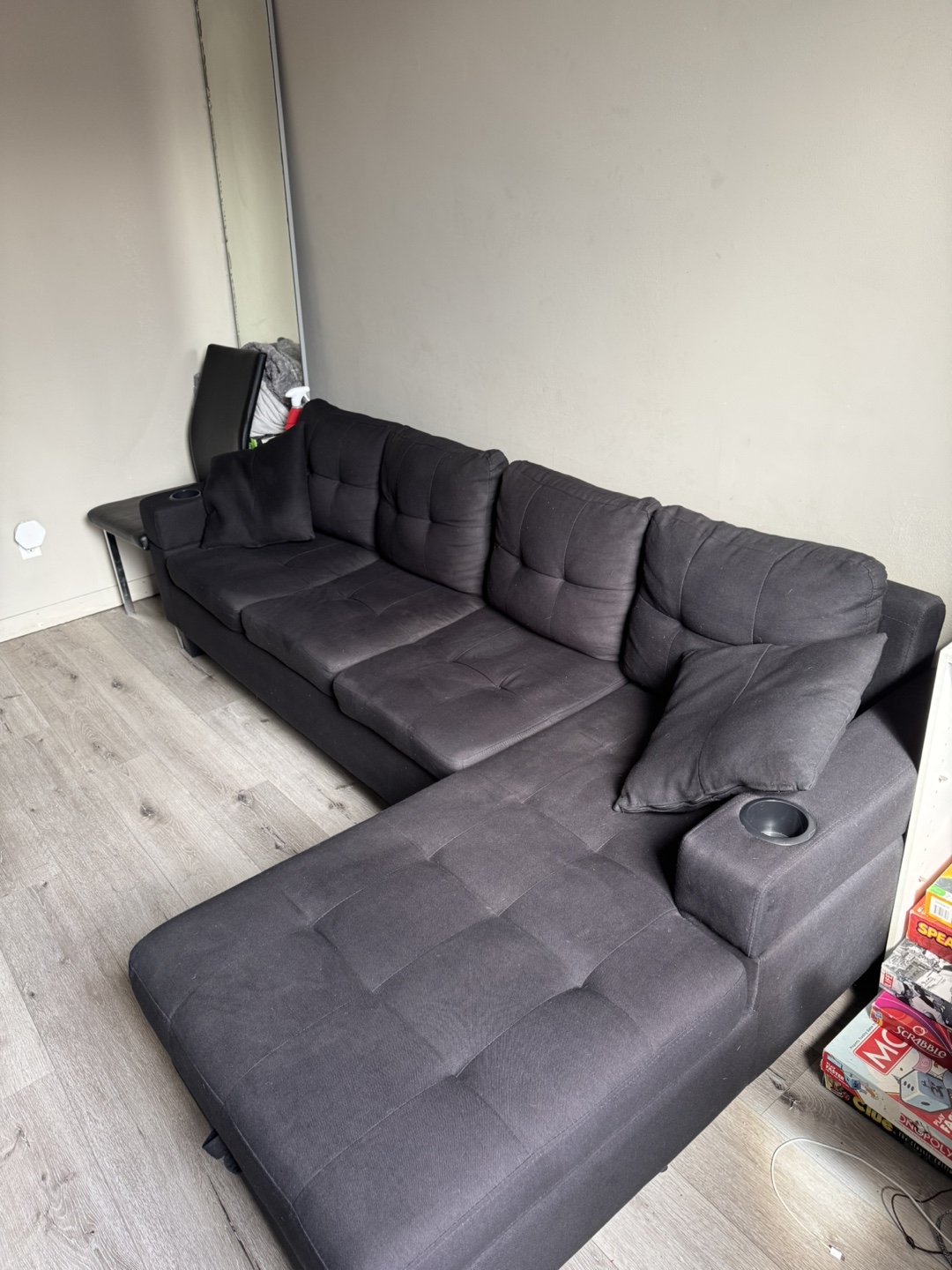Black L-Shaped Sectional Sofa with Storage - photo 3