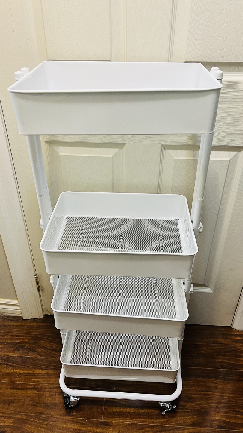 White 4-Tier Rolling Cart Organizer
