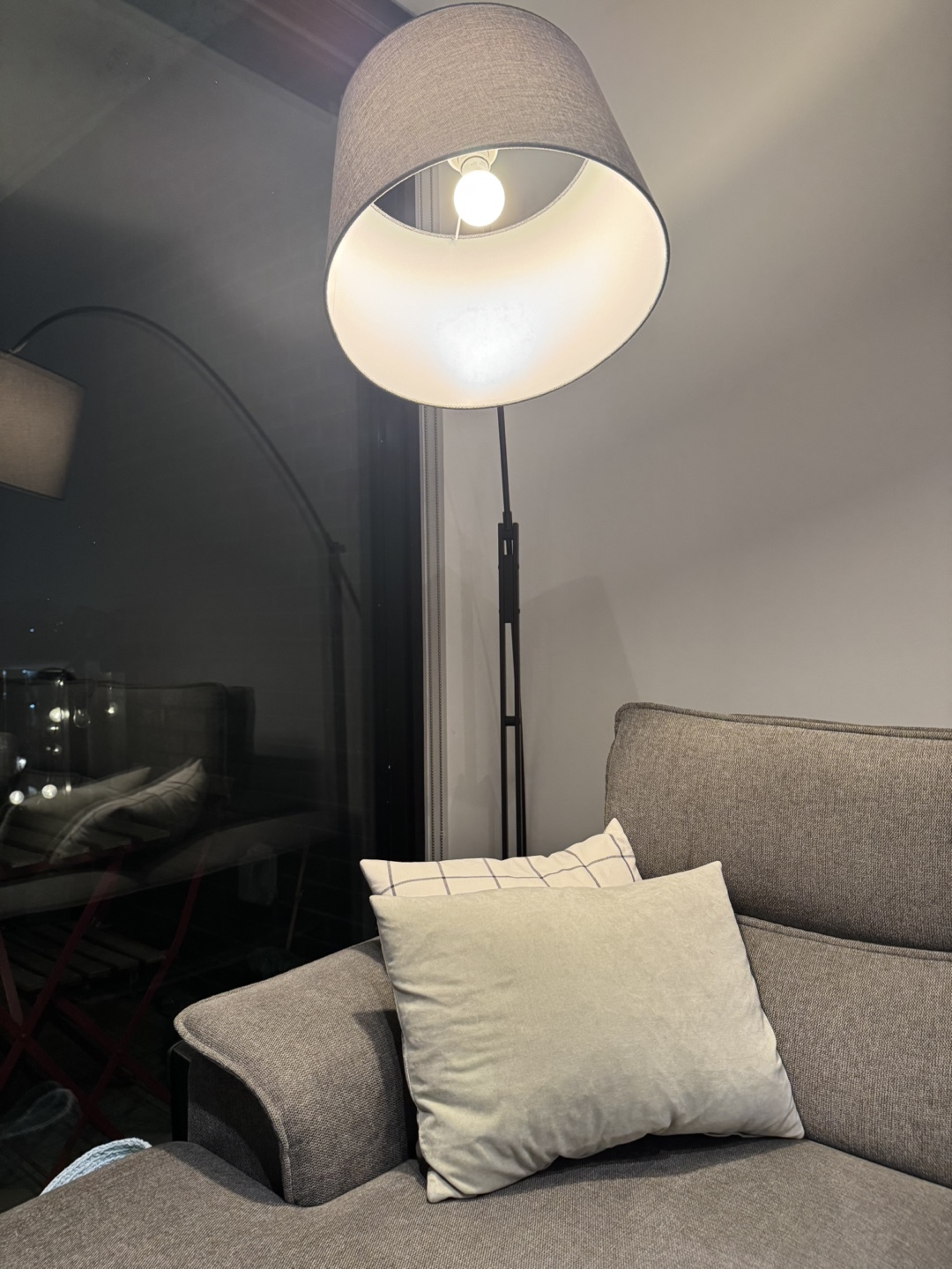 Arc Floor Lamp with Grey Fabric Shade - photo 2