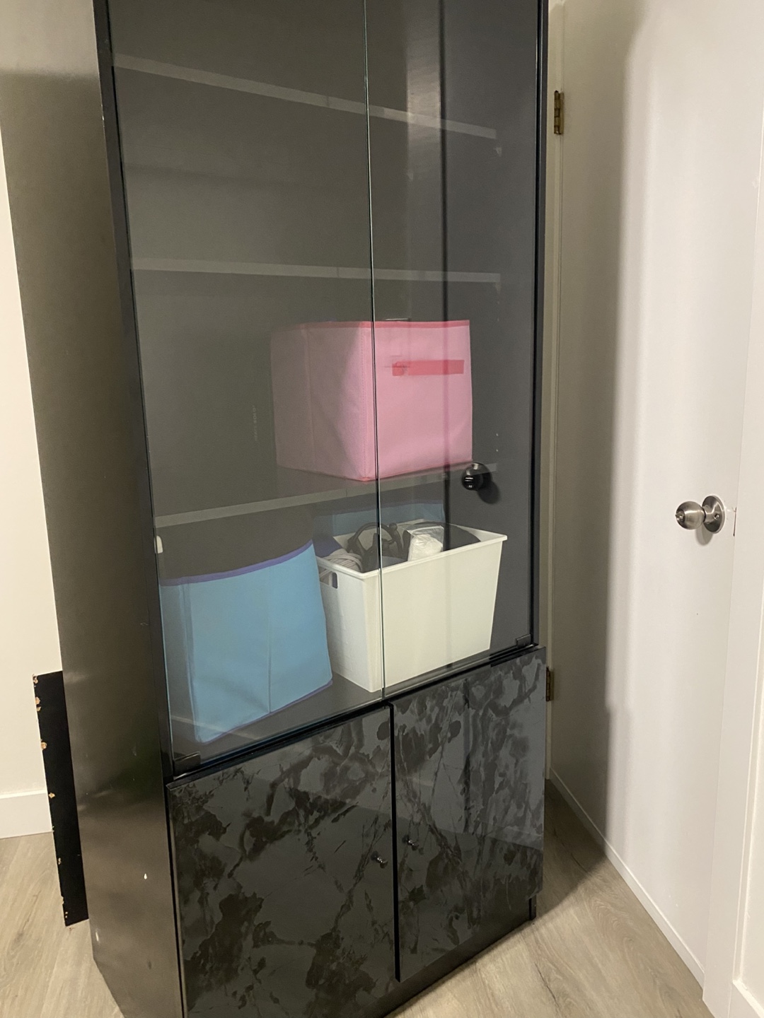 Tall Black Display Cabinet with Glass Doors (Pick Up Only) - photo 5